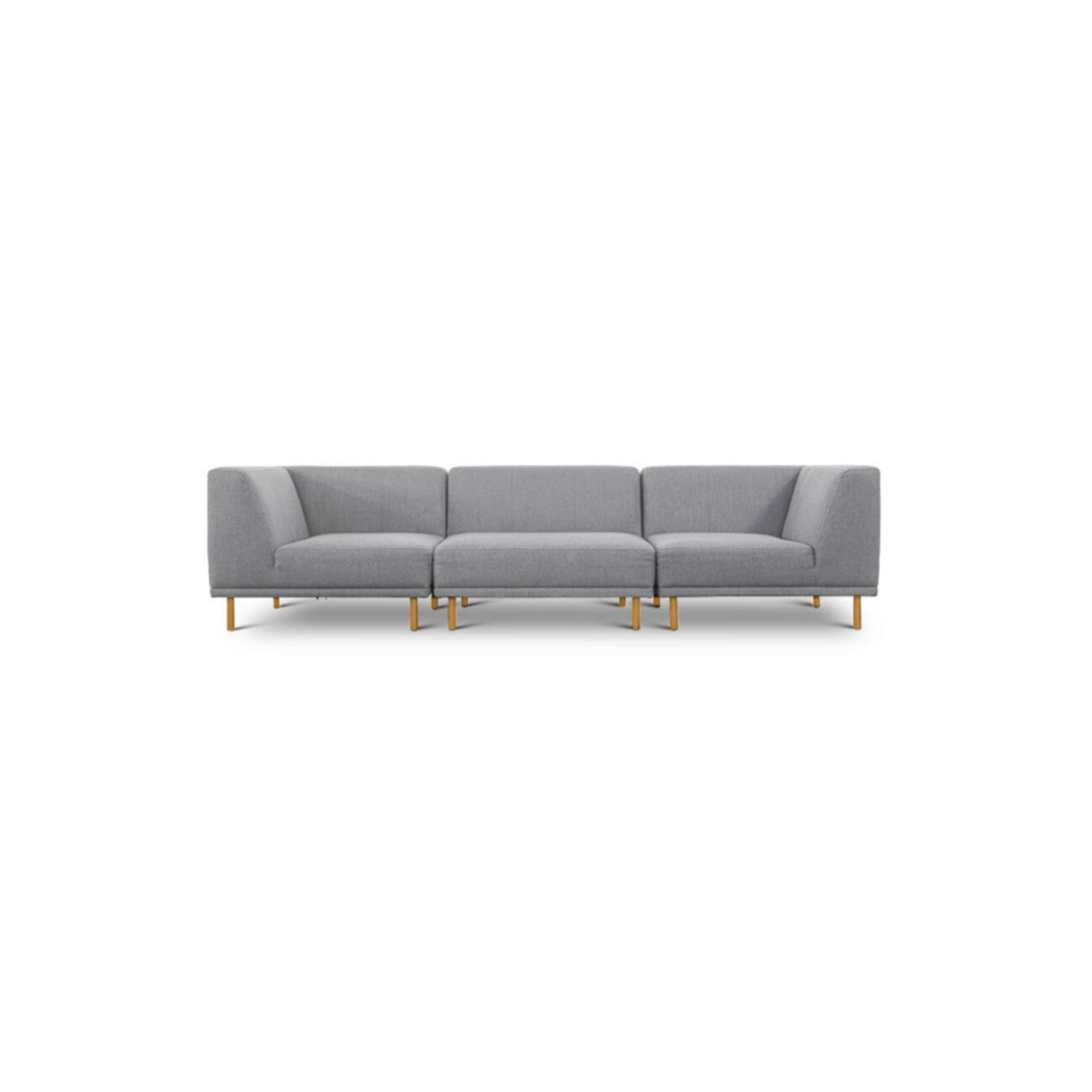 Grå Paris Pers Tre Moduler Lyse Polyester Stof Natur Egetræ Sofa