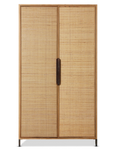 Pioneer Jern Fyrretræ Rattan H180 Industrielt Sort Rustik Natur Hk Living Vitrineskab