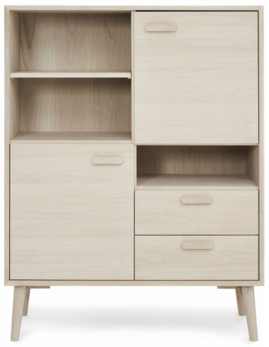Hvid Port Mdf Egetræsfinr H130 B100 Olieret Vitrineskab