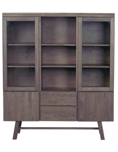 Rowico Brooklyn Egetræ Glas H150 B130 Brun Rowico Home Vitrineskab