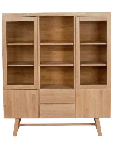 Rowico Brooklyn Egetræ Glas H150 B130 Rowico Home Vitrineskab