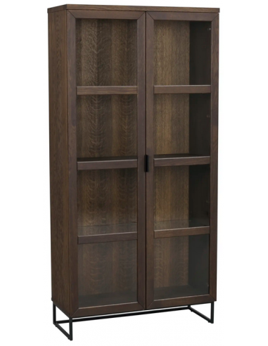 Rowico Everett Egetræ Stål Glas H195 B95 Sort Brun Rowico Home Vitrineskab