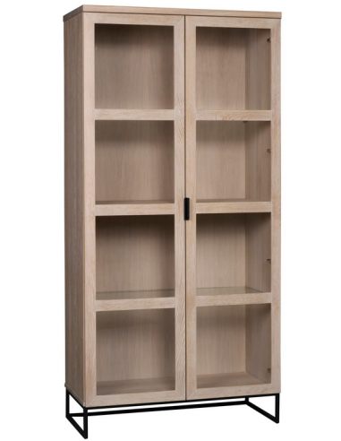 Hvid Rowico Everett Egetræ Stål Glas H195 B95 Sort White Wash Rowico Home Vitrineskab