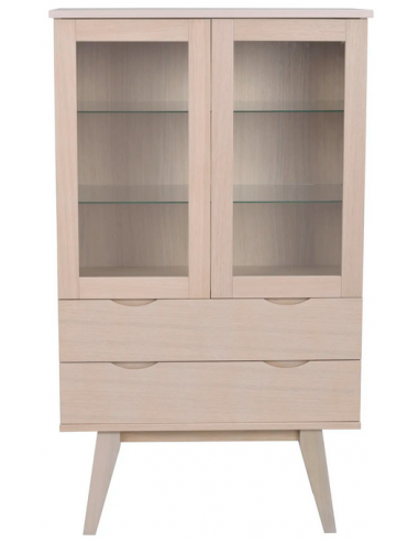 Hvid Rowico Filippa Egetræ Finr Glas H140 B81 White Wash Rowico Home Vitrineskab