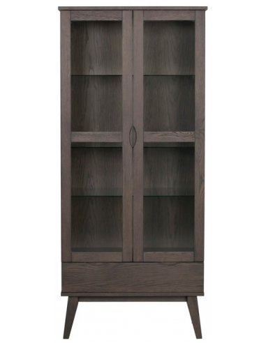 Rowico Filippa Egetræ Finr Glas H185 B82 Mørkebrun Rowico Home Vitrineskab