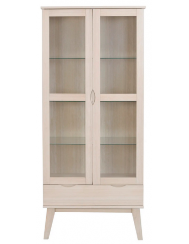 Hvid Rowico Filippa Egetræ Finr Glas H185 B82 White Wash Rowico Home Vitrineskab